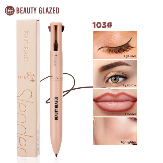 Beauty Glazed Multi-Function 4-in-1 Waterproof Makeup Pen for Eyeliner, Brow, Lip, and Highlighter
